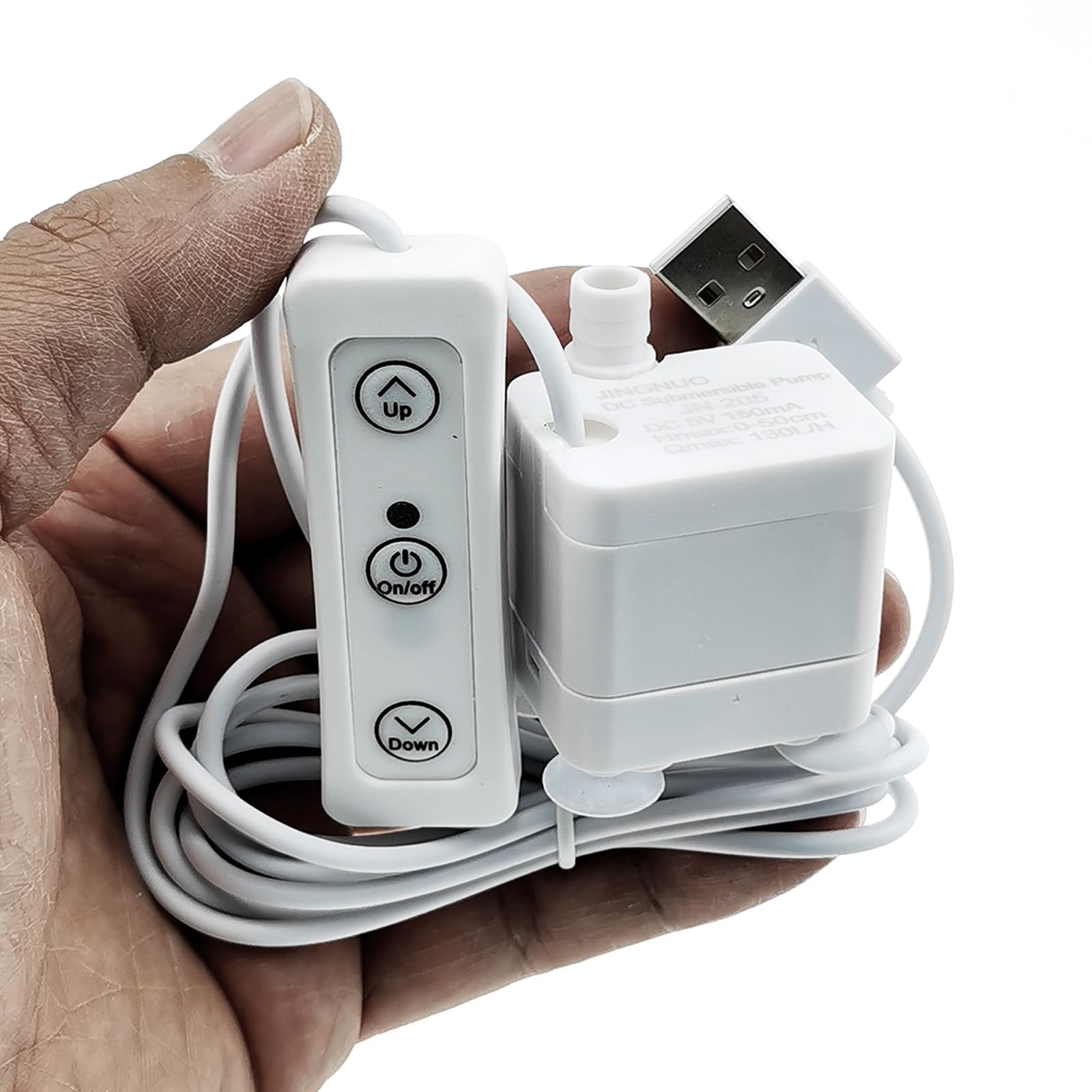 AoBeiWorld 35GPH 3W Bottom Suction Small Water Pump Mini Submersible Water Pump USB Adjustable Silent Water Pump for Aquariums, Fish Tank