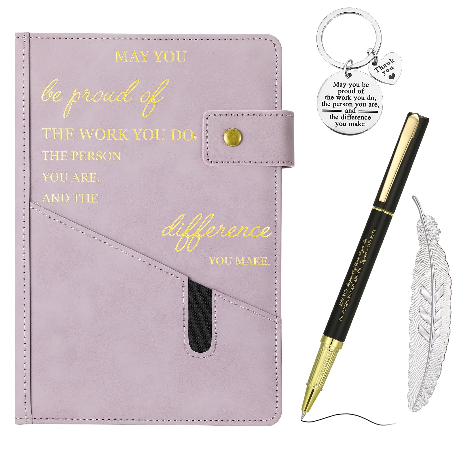 Candcamp Thank You Gifts for Women Inspirational Notebook and Pen Set, Leaving Gifts for Colleagues Women New Job Gifts for Women Employee Volunteer Teacher(Purple)