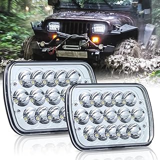 5x7 7X6 LED Headlights Dot Approved H6054 Led Headlight Hi/Lo Sealed Beam Compatible with Chevy S10 Blazer Express Van/Jeep Wrangler YJ XJ Cherokee Truck Ford Van H4 9003 Plug 6054 H5054 (2PCS)