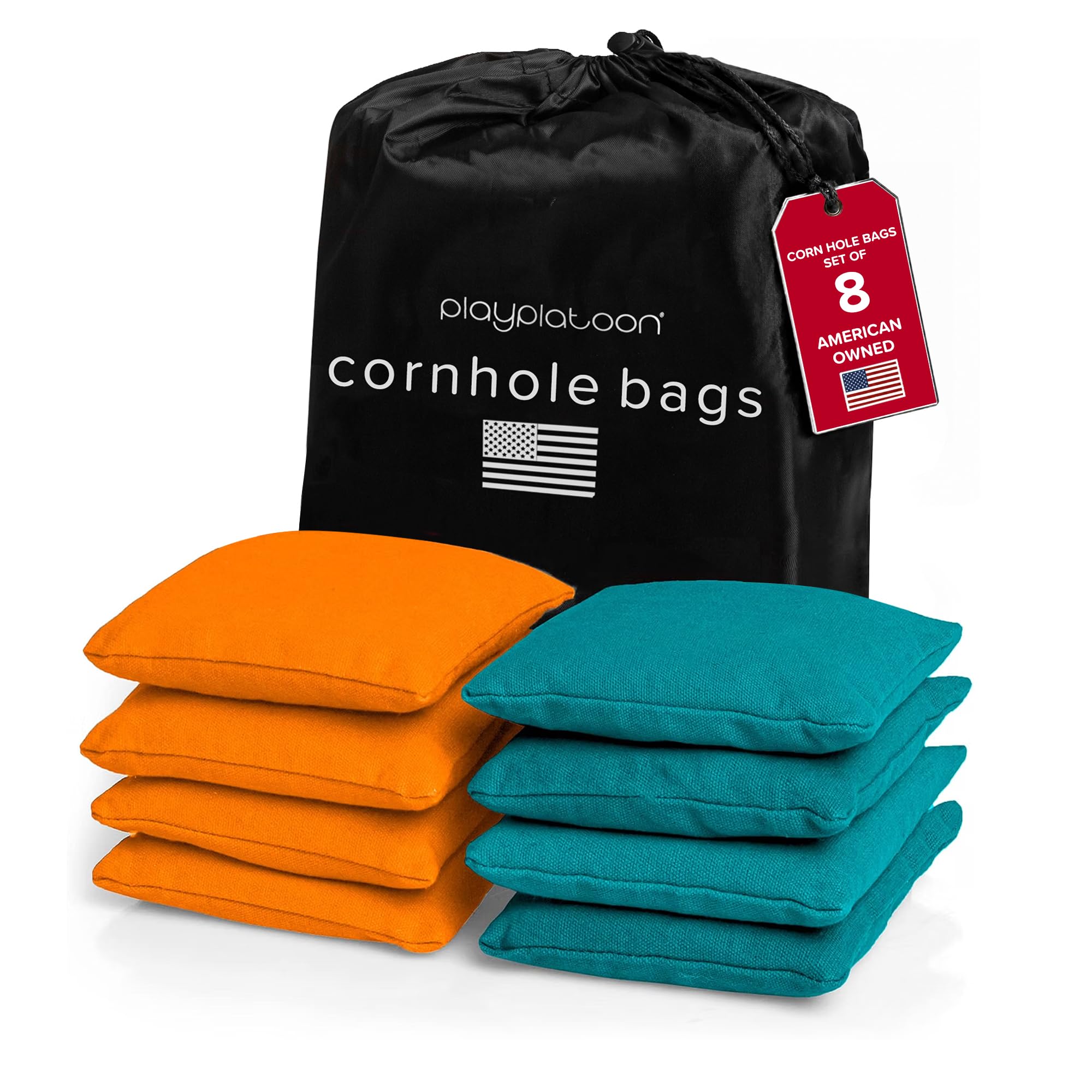Play Platoon Cornhole Bags Set of 8 Regulation Size &amp; Weight Duck Cloth