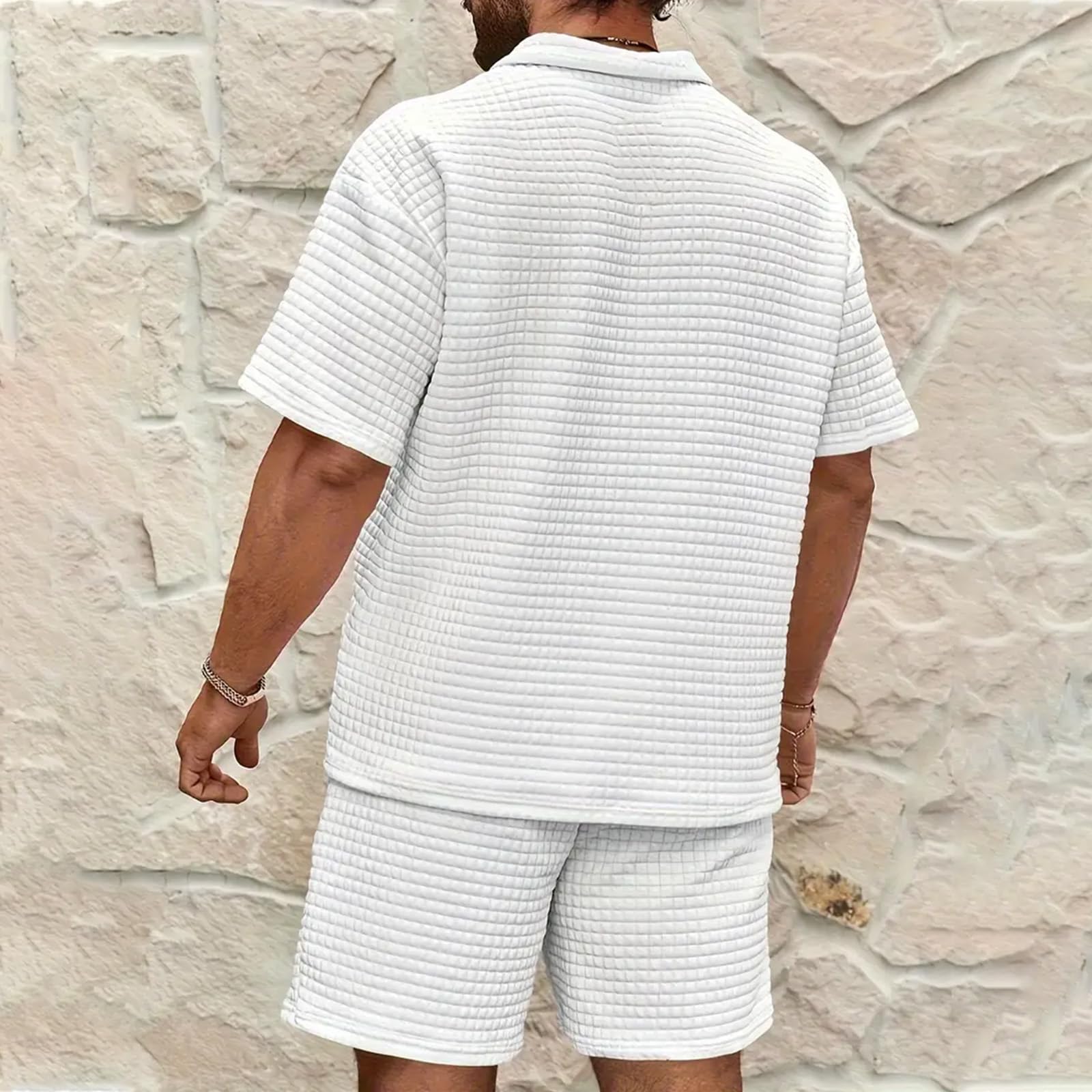 Generisch Breeze Poloshirt Sets Herren Jogginganzug Zweiteiler Sommer,Wearbreeze Leinen T Shirt Jogging Anzug Set, Bequem 2 Teiler Tracksuit Tennis Sport Anzug Urlaub Outfit Slim Fit
