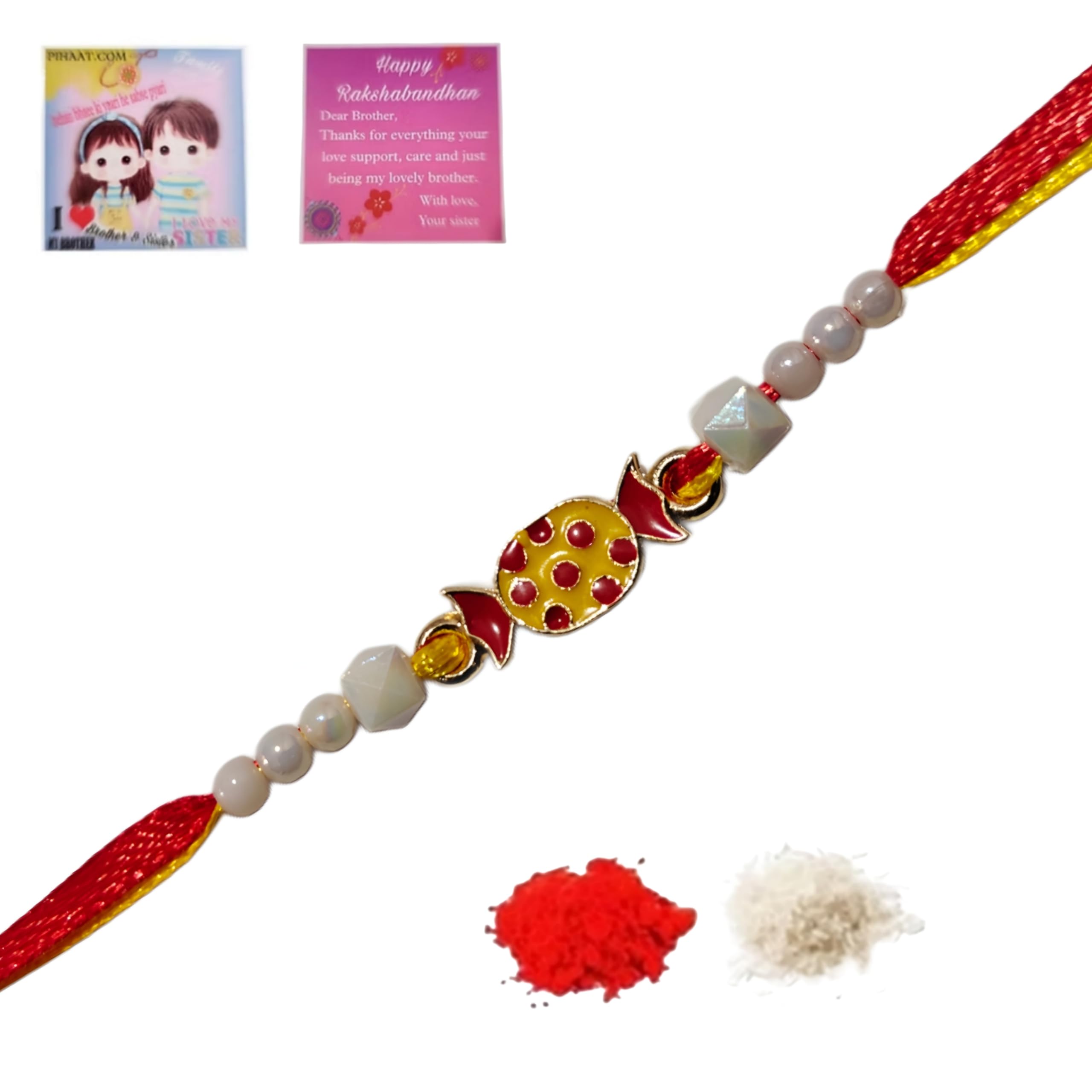 Cute Cupcake, Candy, Icecream Charm Bracelet Wristband Rakhi Rakshabandhan Roli Chawal Fridge Magnet Greeting Card Brother Bhai Bhaiya-image-16