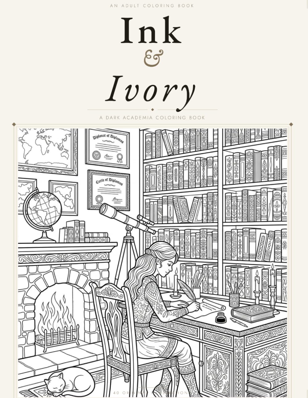 Ink & Ivory: A Dark Academia Coloring Book