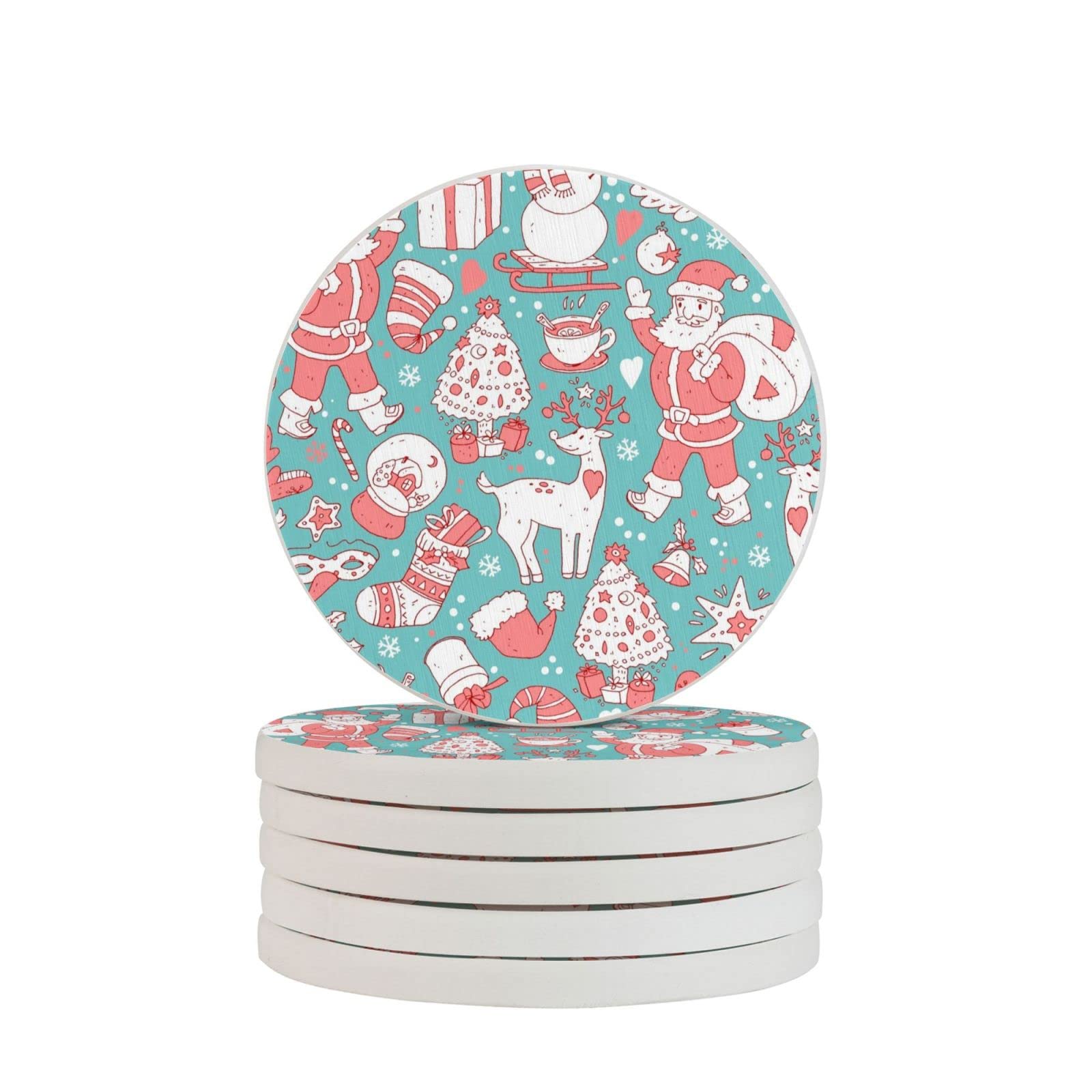 Christmas Snowman Four Pieces Coaster Heat-Resistant Reusable Saucers for Drinks Wine Glasses Plants Cups Mugs