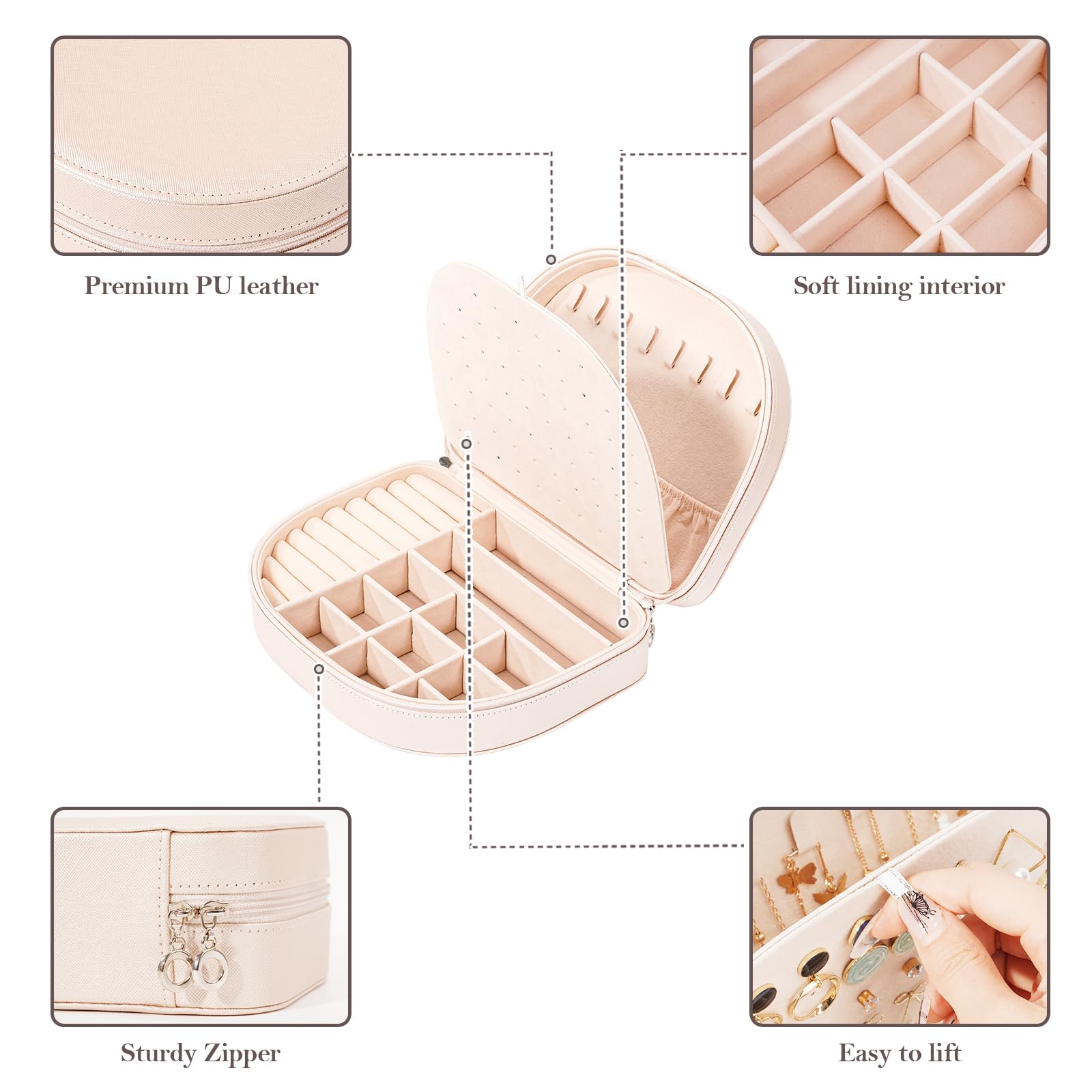 ProCase Reisformaat juwelendoos, medium draagbare schelpvormige sieradenetui, 2 lagen sieradenorganizer in PU-leer voor dames - glanzend roze ProCase Reisformaat juwelendoos, medium draagbare schelpvormige sieradenetui, 2 lagen sieradenorganizer in PU-leer voor dames - glanzend roze