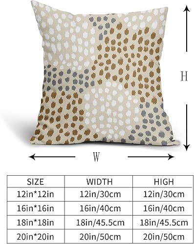 Miniatura 5 de Juego de 2 fundas de almohada de color marrón y blanco de 18 x 18 pulgadas, fundas de almohada bohemias de lunares grises con estampado moderno y