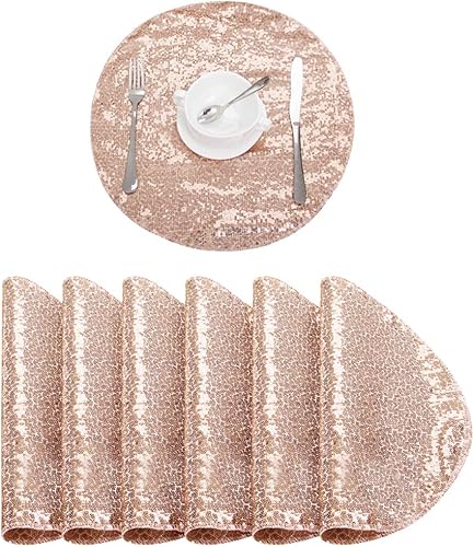 Juego de 6 manteles individuales de lentejuelas, resistentes al calor, manteles individuales resistentes a las manchas, elegantes manteles
