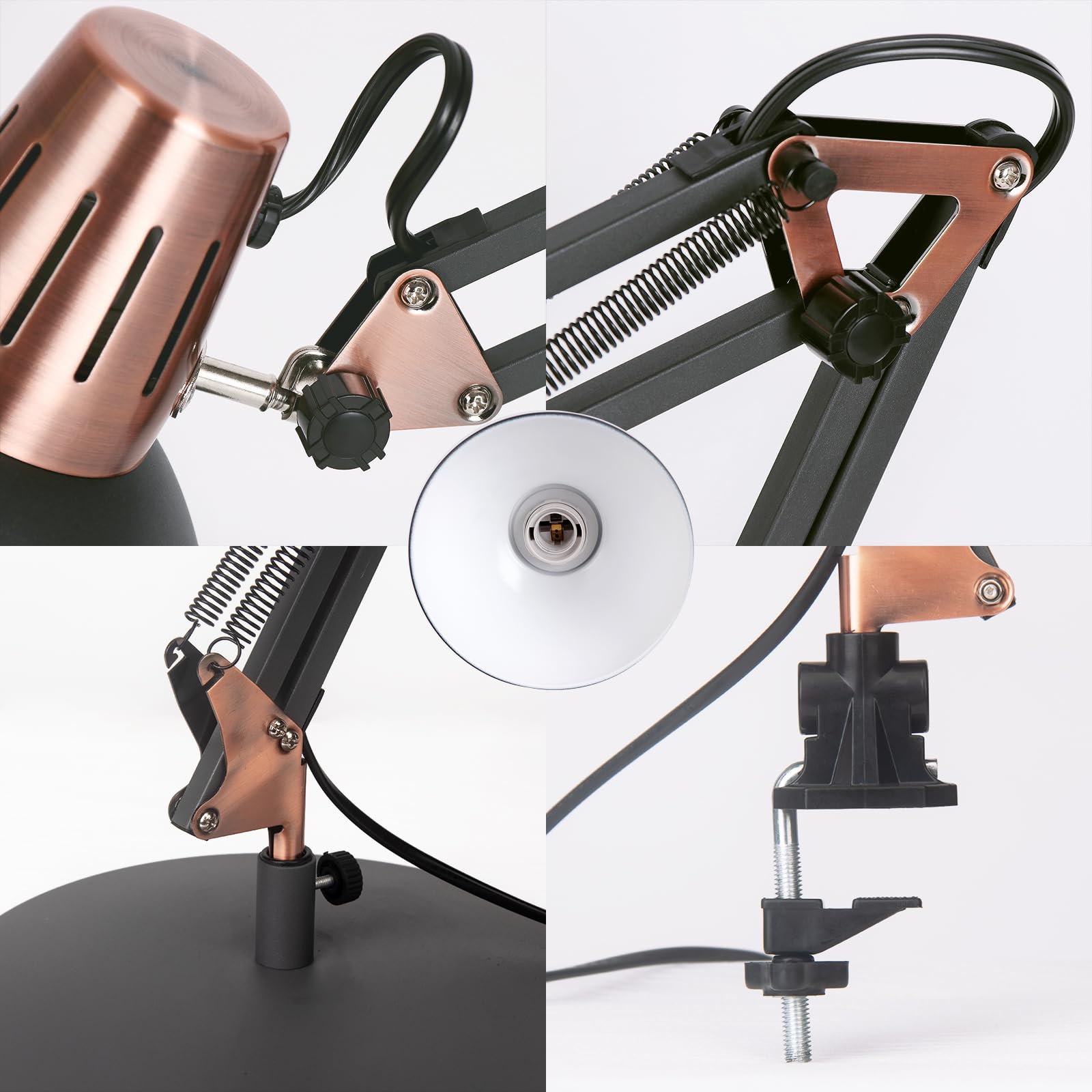 FIRVRE Stehlampe Industrial Style, Stehlampe Schmal Retro mit Kabelgesteuerter-Schalter, 3 Verwendungsmodi - Stehleuchte&Tischlampe&Clip-Lampe, für Wohnzimmer Schlafzimmer Büro