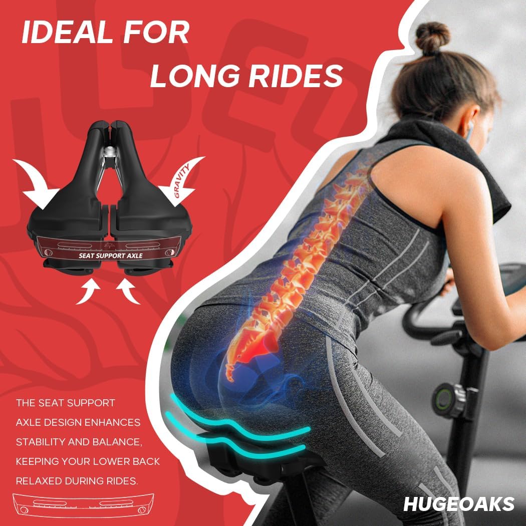 Width Continuously Adjustable Bike Seat - Comfortable & Prostate Friendly Bicycle Saddle for Mountain Bikes, Road Bikes, City Bikes & Exercise Bikes