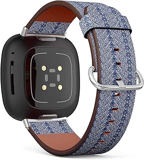 CJBROES Replacement Leather Watch Band, Compatible with Fitbit Versa 3 and Fitbit Sense of Wristband Bracelet Accessory - tie dye Triangle Geometric