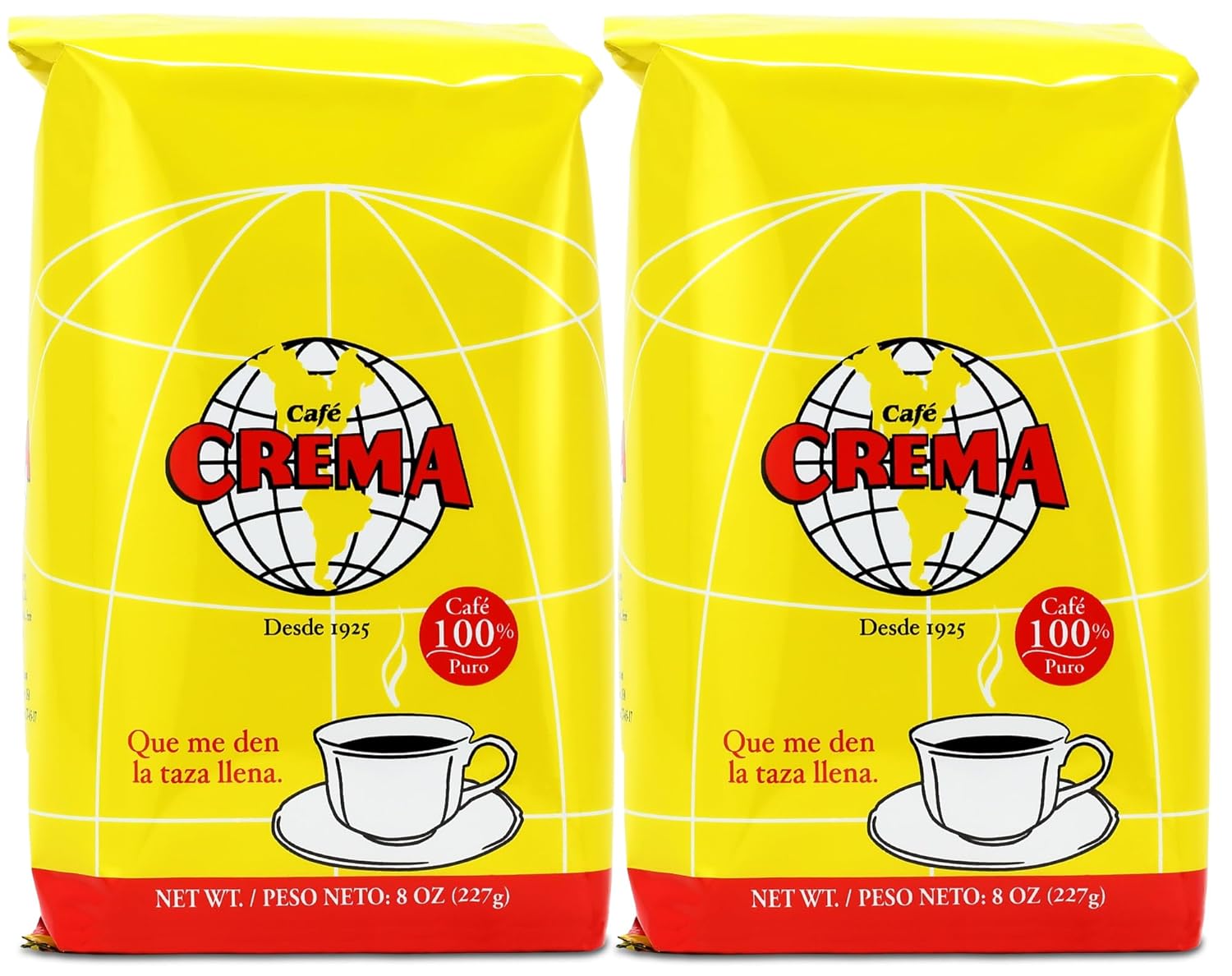 Cafe Crema Ground Coffee from Puerto Rico, 8 ounce bag (Pack of 2)