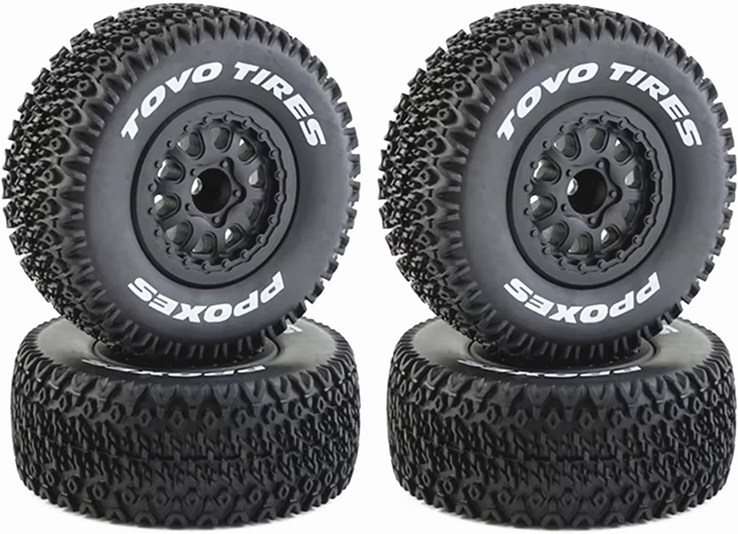 RC Short Course Truck Wheels and Tires with 12mm 14mm 17mm Hex Upgrade Parts for 1/10 Slash 2WD 4×4 Arrma Senton Axial Losi Redcat Rc4wd Hex RC Car.（Black）