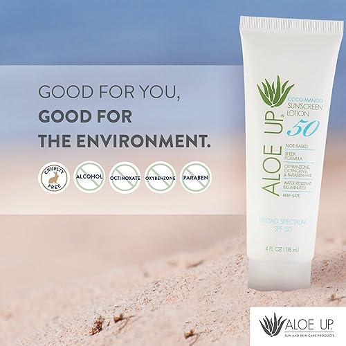 Miniatura 8 de Aloe Up Loción de protección solar SPF 50, cuidado de la piel solar no grasa y de absorción rápida, protección solar para la piel amigable con los