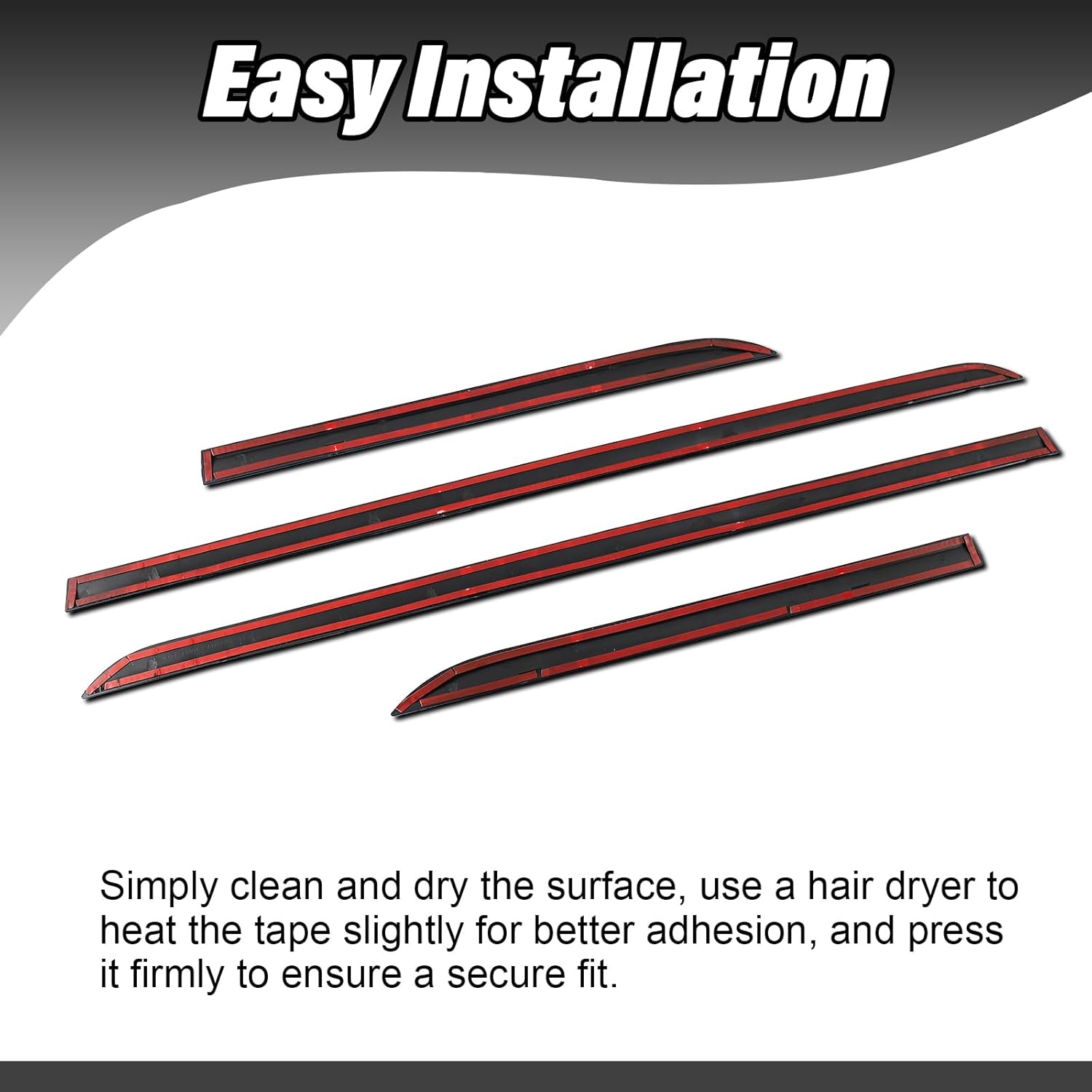 Body Side Door Molding Trim Compatible with Toyota RAV4 2019-2025 Door Molding Stripes Glossy Black