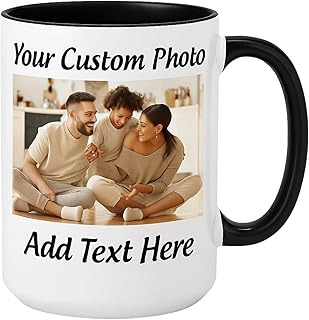Customized 15oz Ceramic Coffee Mugs with Personalized Text and Photo Ima...