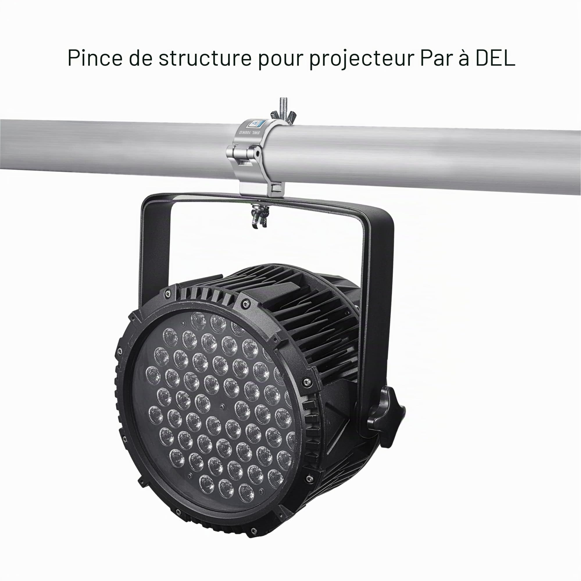 Truss Clamp Pince de Lumière de Scène, 10PCS Eyeshot Premium 50mm Pinces de lumière en aluminium avec certification TUV, crochet de lumière de charges lourdes de 100kg, Convient pour tube 48-52mm