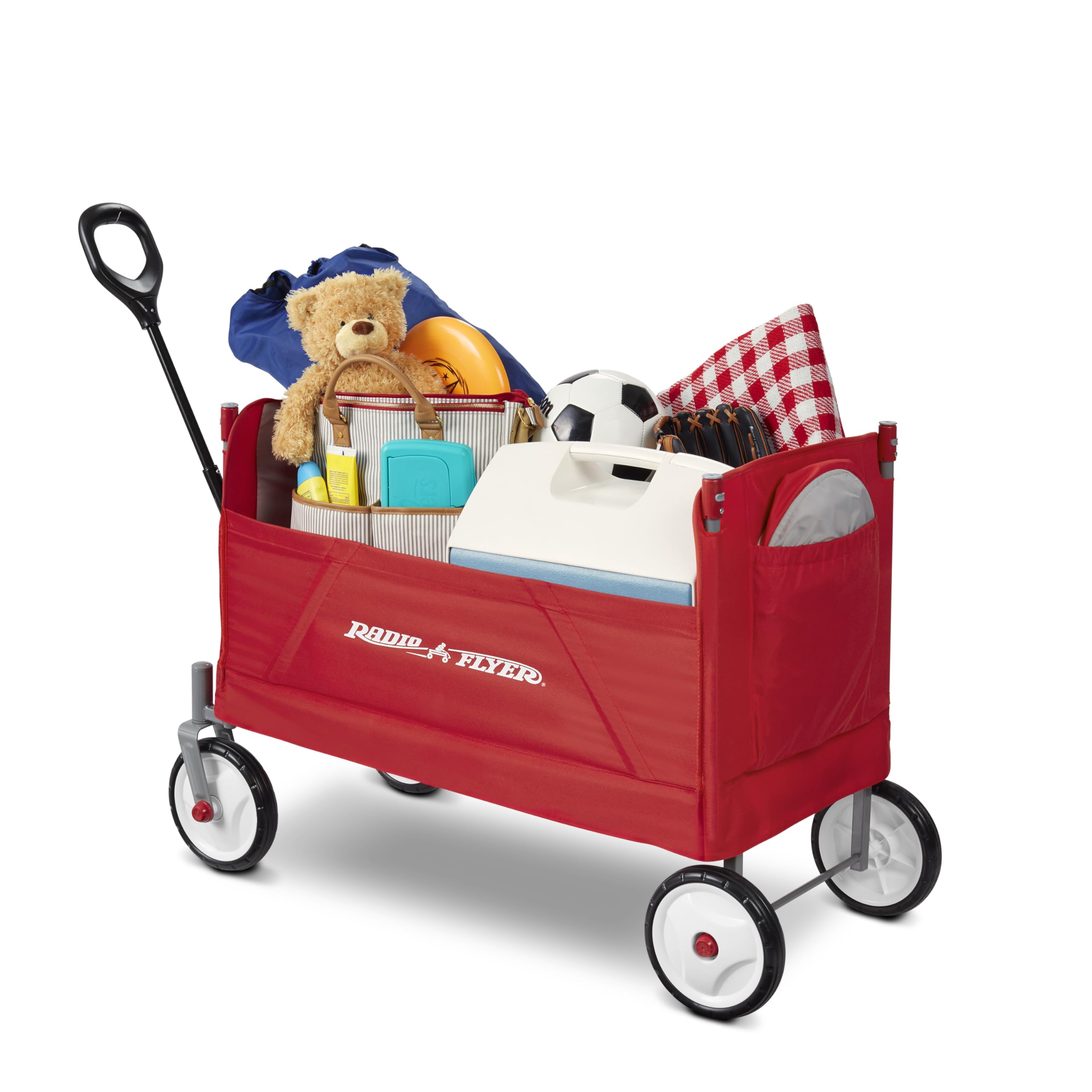 Radio Flyer EZ con toldo Vagón Plegable, Rojo, Carrito Plegable para niños de más de 1,5 años, Carro de jardín y Carga