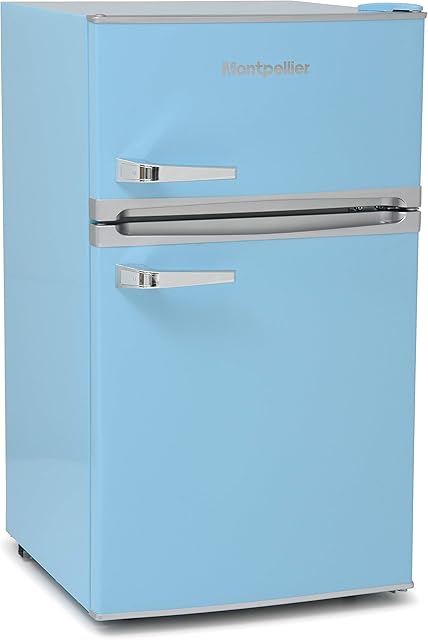 Montpellier Undercounter, Mini Retro Fridge Freezer, Pastel Blue, 48 cm