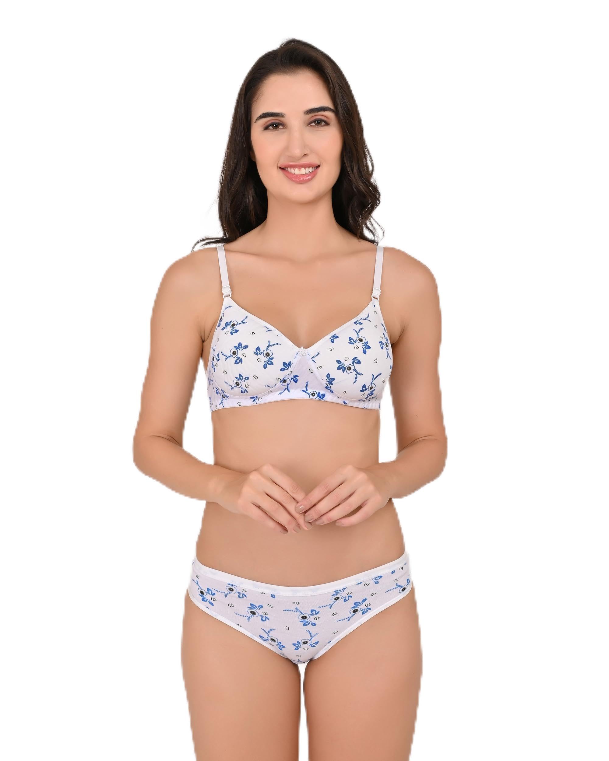 eloria Printed Lingerie Set for Women Bra Panty Combo Comfortable Full Coverage Non-Wired Cotton Innerwear for Women Adjustable Straps Soft Fabric for Daily Use-picture-41