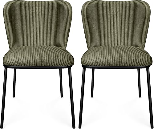 Miniatura 7 de Juego de 2 sillas de comedor verdes, sillas de cocina con patas negras