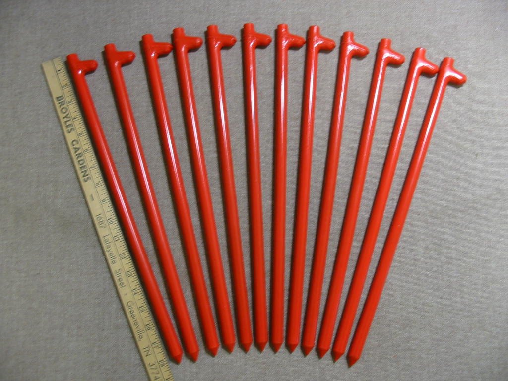 A 12 Pack of Heavy Duty Steel Tent Stakes 18