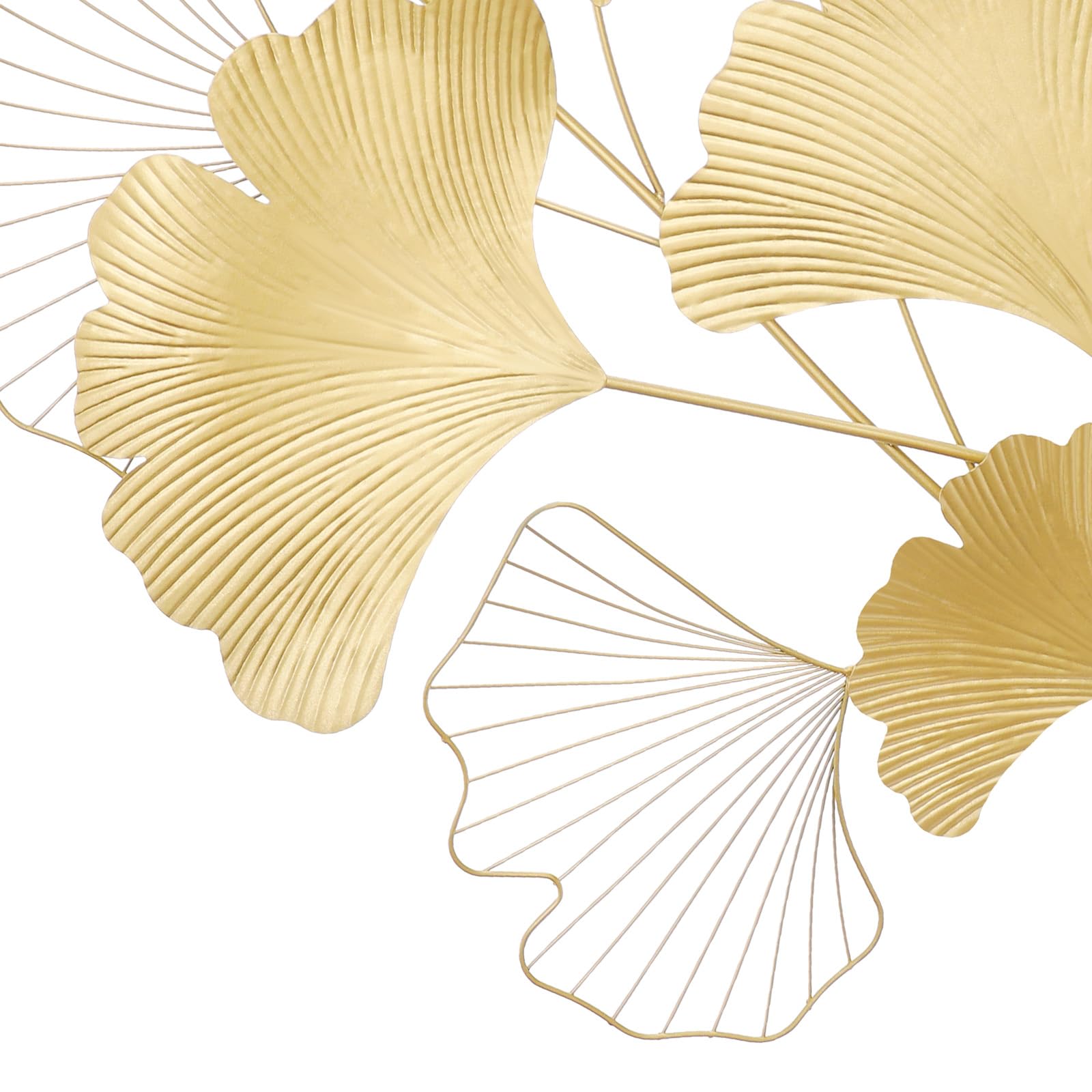 Decorazione da parete in metallo a forma di foglia di ginkgo dorata decorazione 3D per soggiorno, adatta per abitazioni, ville, alberghi, ristoranti e locali commerciali pubblici, dimensioni 109 × 55