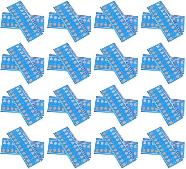 Hemoton 30pcs Teeth Whitening Shade Guide Tooth Bleaching Shade Chart Dental Equipment for Professional or Household Oral Care (Assorted Color)