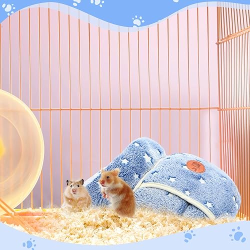 Wenqik 2 Pcs Guinea Pig Bed Cuddle Warm Hideout Fleece Cozy Glow in The Dark House Bedding Sleeping Cushion Cage Nest for Small Animal Squirrel Chinchilla Rabbit Hedgehog Cage Accessories