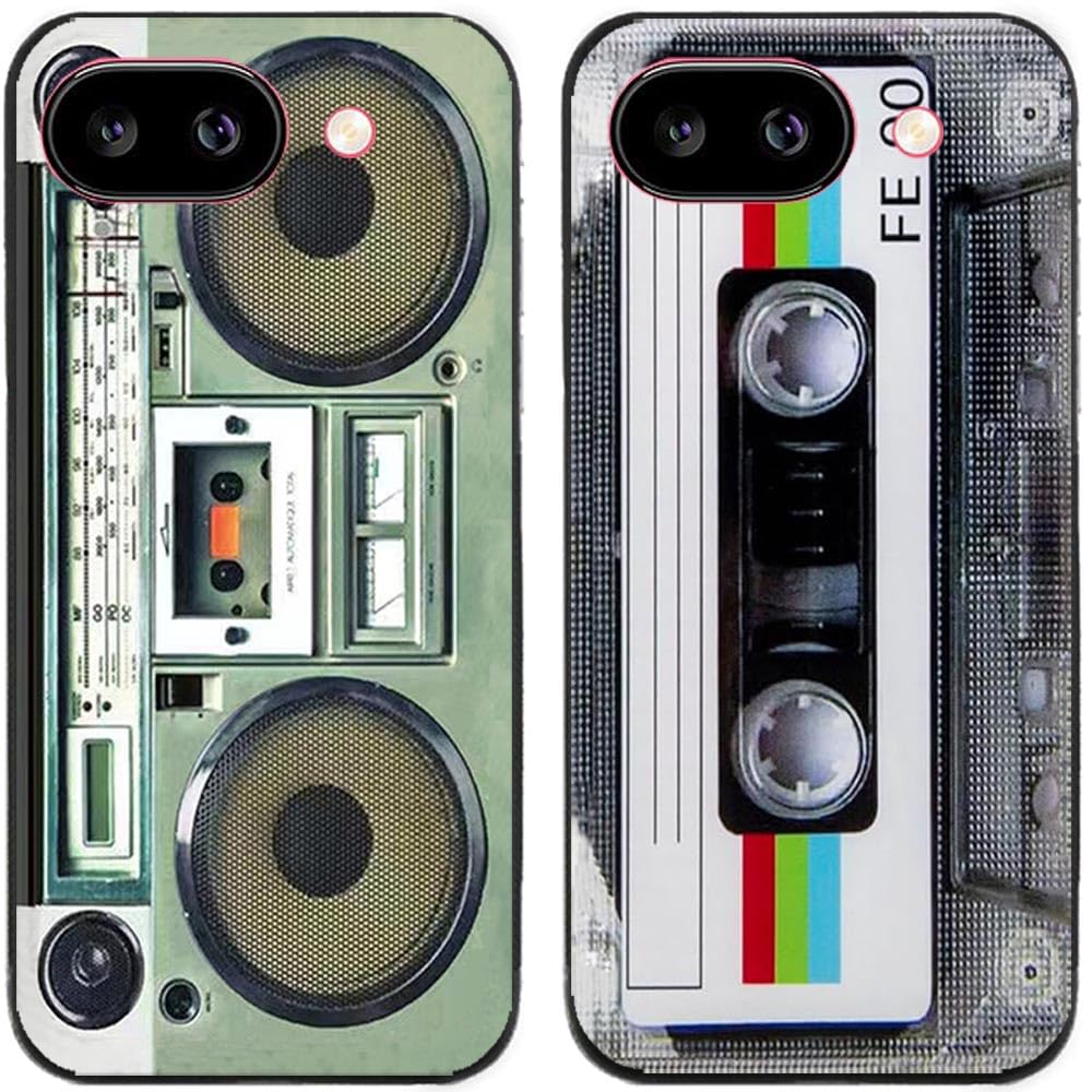 Case For Google Pixel 9a,Retro Radio Cassette Tape Printed Durable Degradable TPU Silicone Gel Thin Back Phone Case Cover,2 Pcs/lot