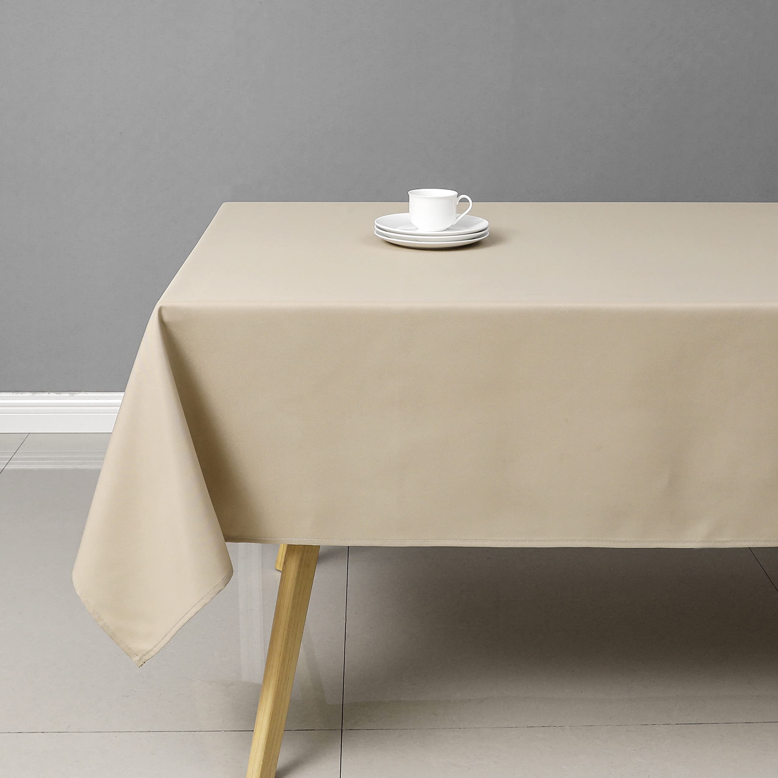 Khaki Rectangle Tablecloth Wrinkle Resistant Washable Fabric Table Cloth for Dining,Kitchen, Parties Weddings and Outdoor Use 60 Inch by 84 Inch