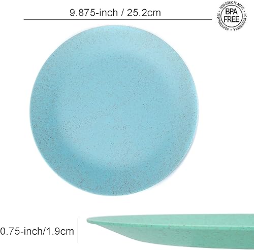 Miniatura 5 de Yalin Juego de platos ligeros de paja de trigo para cenaalmuerzo, platos redondos irrompibles de 10 pulgadas, platos de picnic para fiestas de