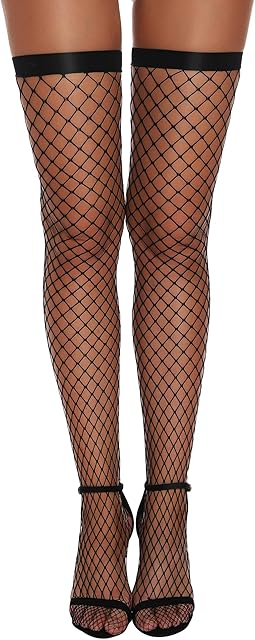 EVELIFE Women Fishnet Stockings Hold Up Thigh High Stockings Elastic Anti-skid Suspender Stockings