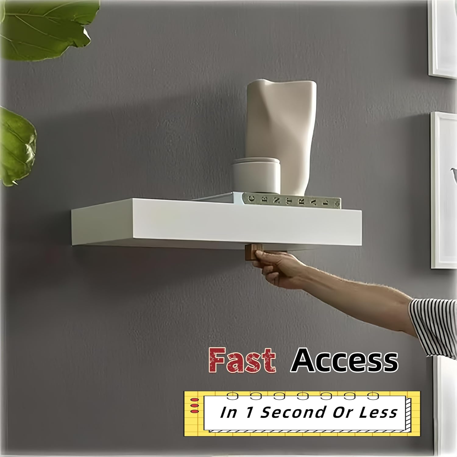 Floating Shelves for Wall Storage, Wall Shelves Bedroom Decor, Secret Compartment Furniture with Trap Door, Rustic Wood Shelf for Books Plants Corner Shelves for Bathroom (Black)