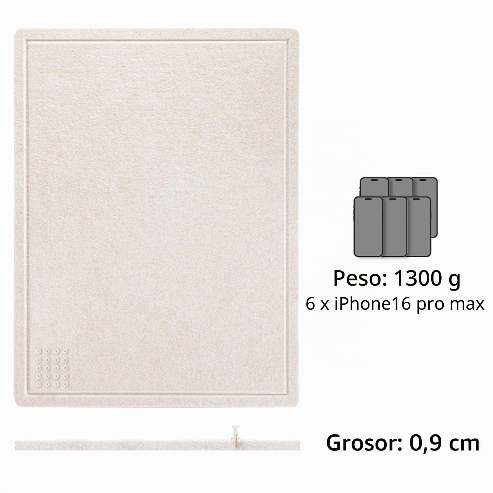 Gran Tablero de Anuncios - 90 x 116 Centímetros, Tablero de Alfileres de Felpa Decorativo para Pared - Tablero de Visualización de Fotos Plegable con Cinta Autoadhesiva, Incluye 20 Pasadores de Empuje