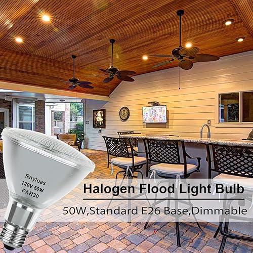 Miniatura 4 de Rnyloas PAR30 halógeno de cuello largo 50 W 120 V, paquete de 6 luces de inundación PAR30 de alto rendimiento 700 lm PAR30 regulable, de larga