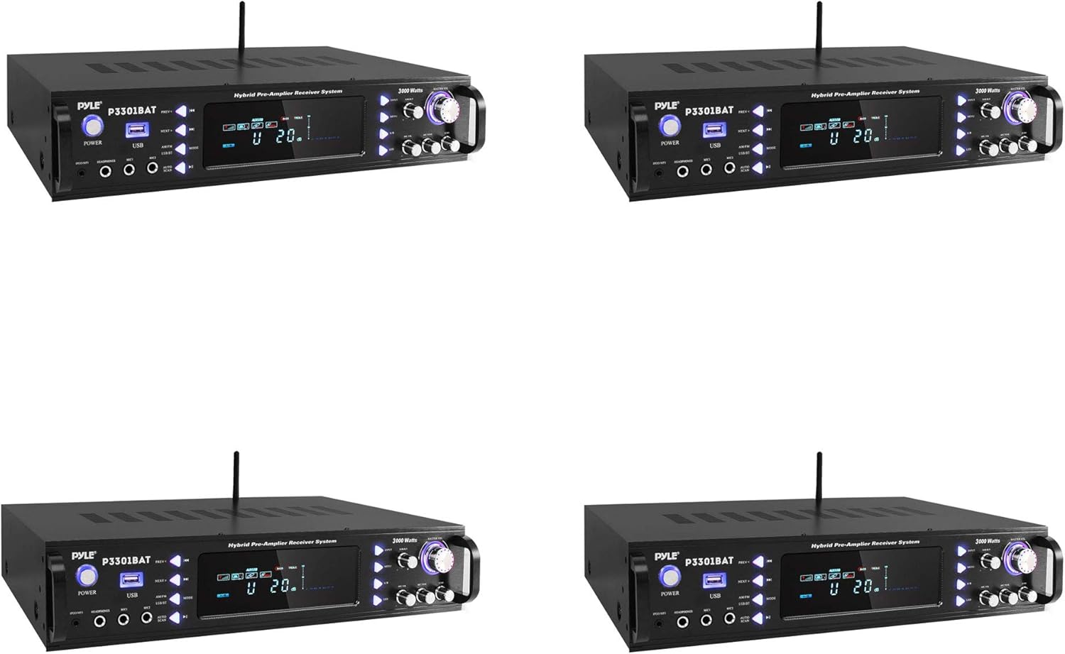 Pyle P3301BAT 3000 Watt Multi Channel Bluetooth Amplifier