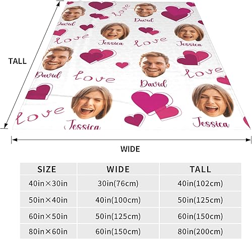 Miniatura 9 de Manta de fotos personalizada para parejas, 50 x 60 pulgadas, personalizada para el día de San Valentín, divertidas flechas de corazones rosas sin