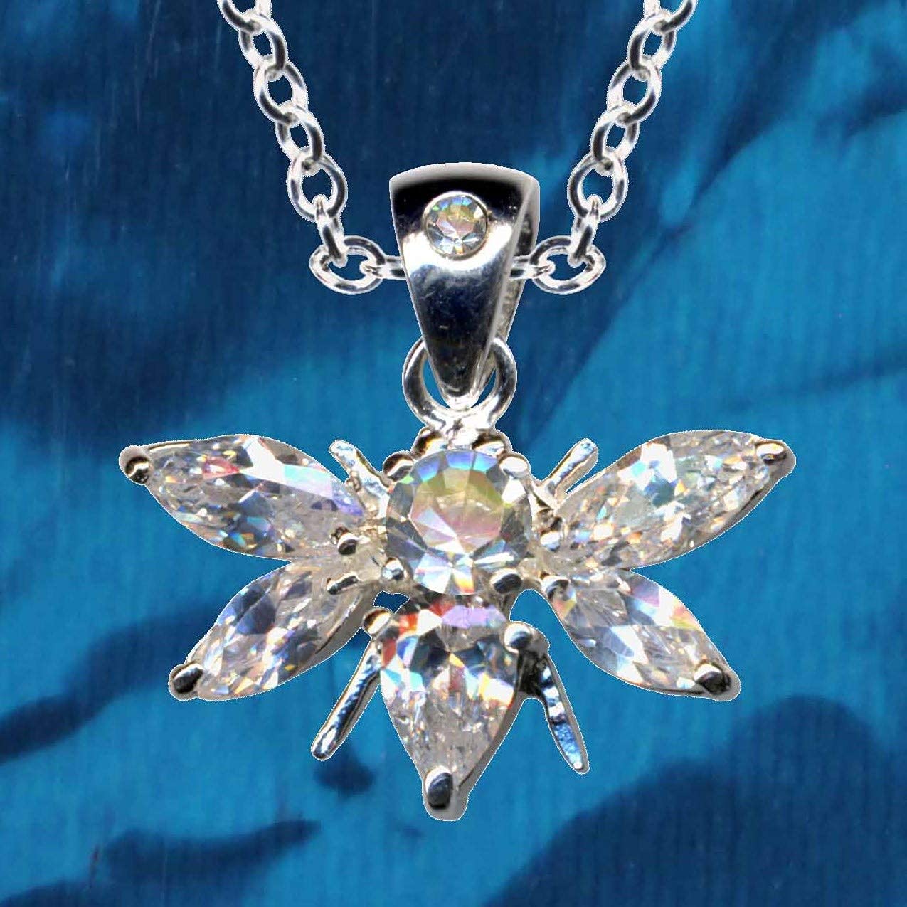 Collana + ciondolo a forma di ape, in vero argento Sterling 925, con zirconi, ciondolo per collana con amore, fede, speranza, emozione, simbolo di stile, oggetto stravagante, bello e alla moda