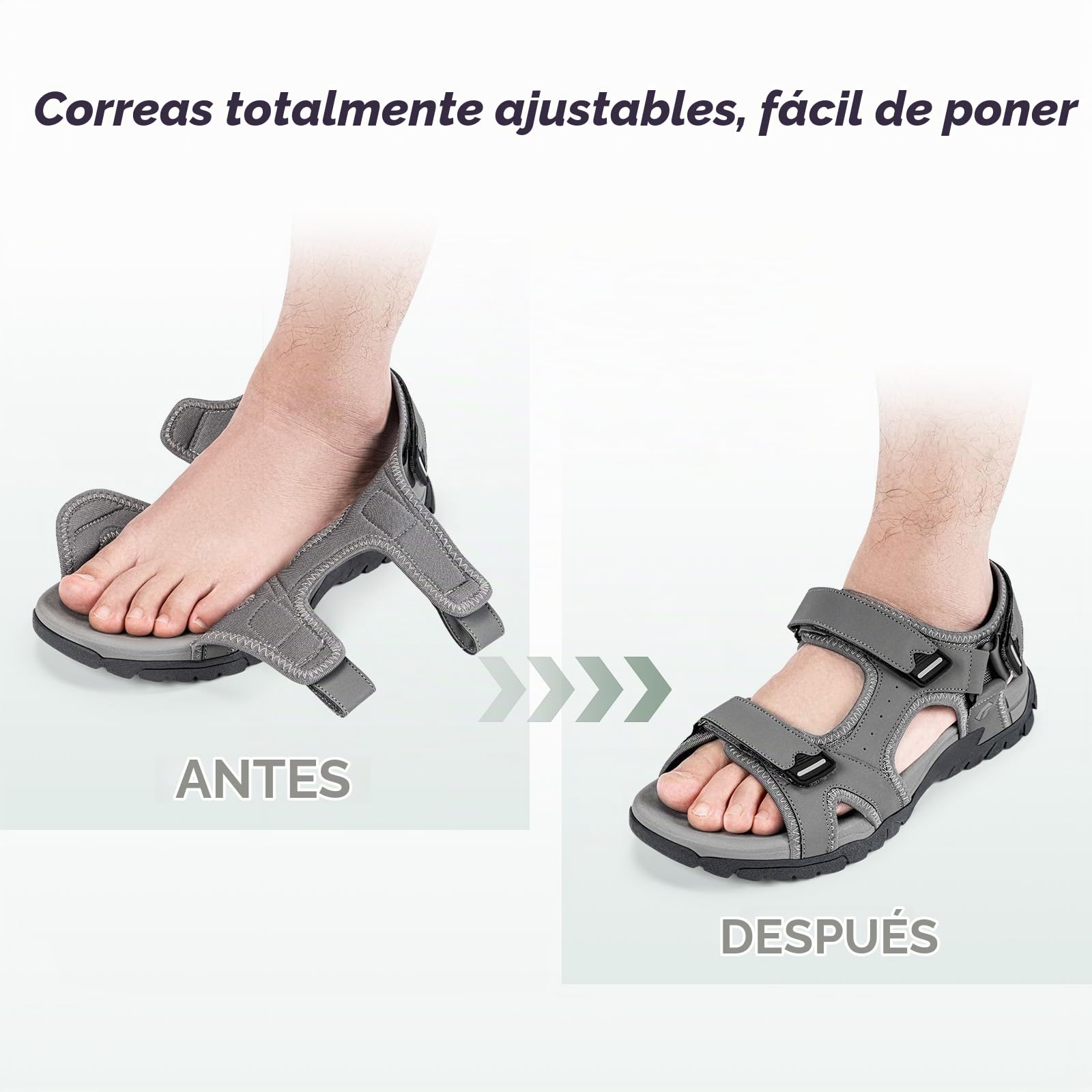 FitVille Sandalias Deportivas Hombre Anchas - Sandalias de Exterior con Cierre de Contacto Antideslizantes Ligeras Zapatos de Trekking Transpirables para Verano