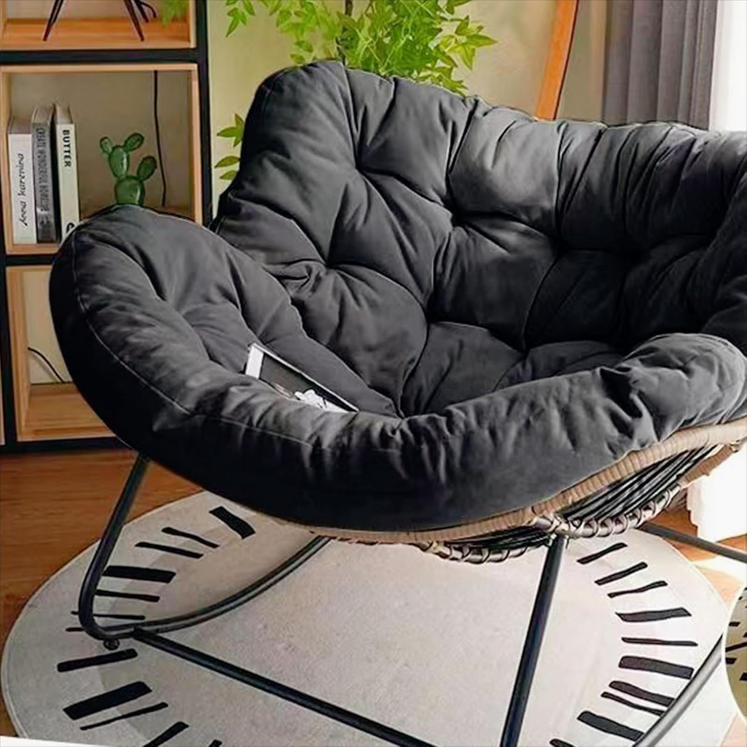 Cojín de algodón suave para silla mecedora de patio, 10 x 95 x 114,8 cm, repuesto para sillas de huevo de interior/exterior, agradable al tacto y cómodo, perfecto para la relajación de adultos