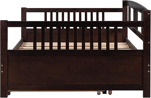 Miniatura 41 de Marco de sofá cama de madera, sofá cama individual con soporte de listones de madera, sofá cama con rieles (blanco)