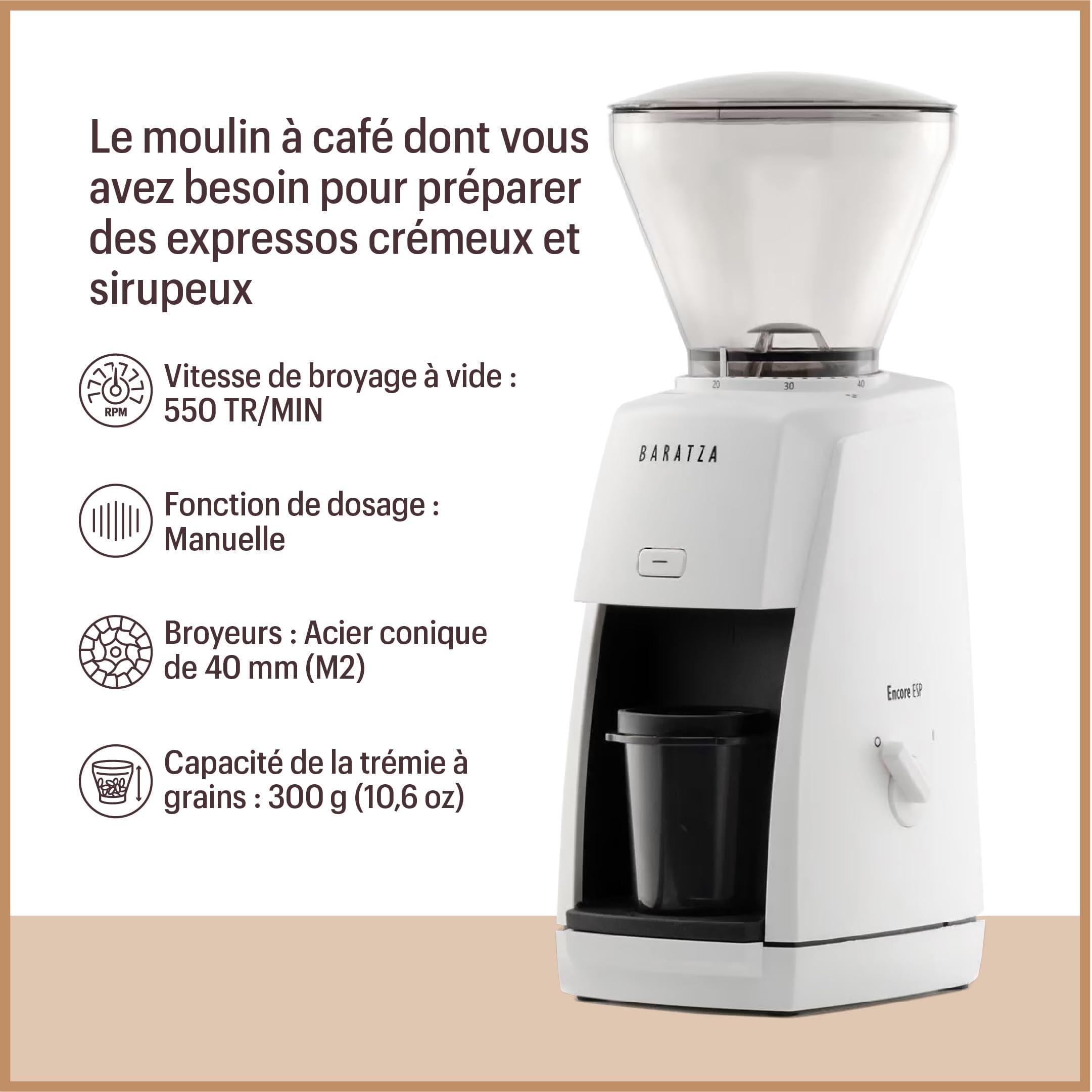 Baratza - Encore ESP 230V Coffee Grinder - Moulin à café électrique - Pour Espresso, Café Filtré, Cafetière, ou Infusion à Froid - Noir