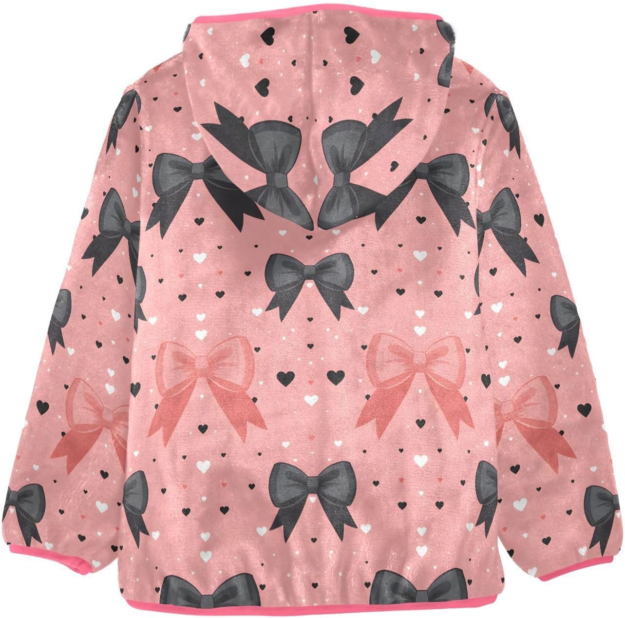 Girls Hoodie Outfit Gift Black Bow Star Pattern Zipper Sweatshirt Coat Fleece Jacket for Kids 3-10T