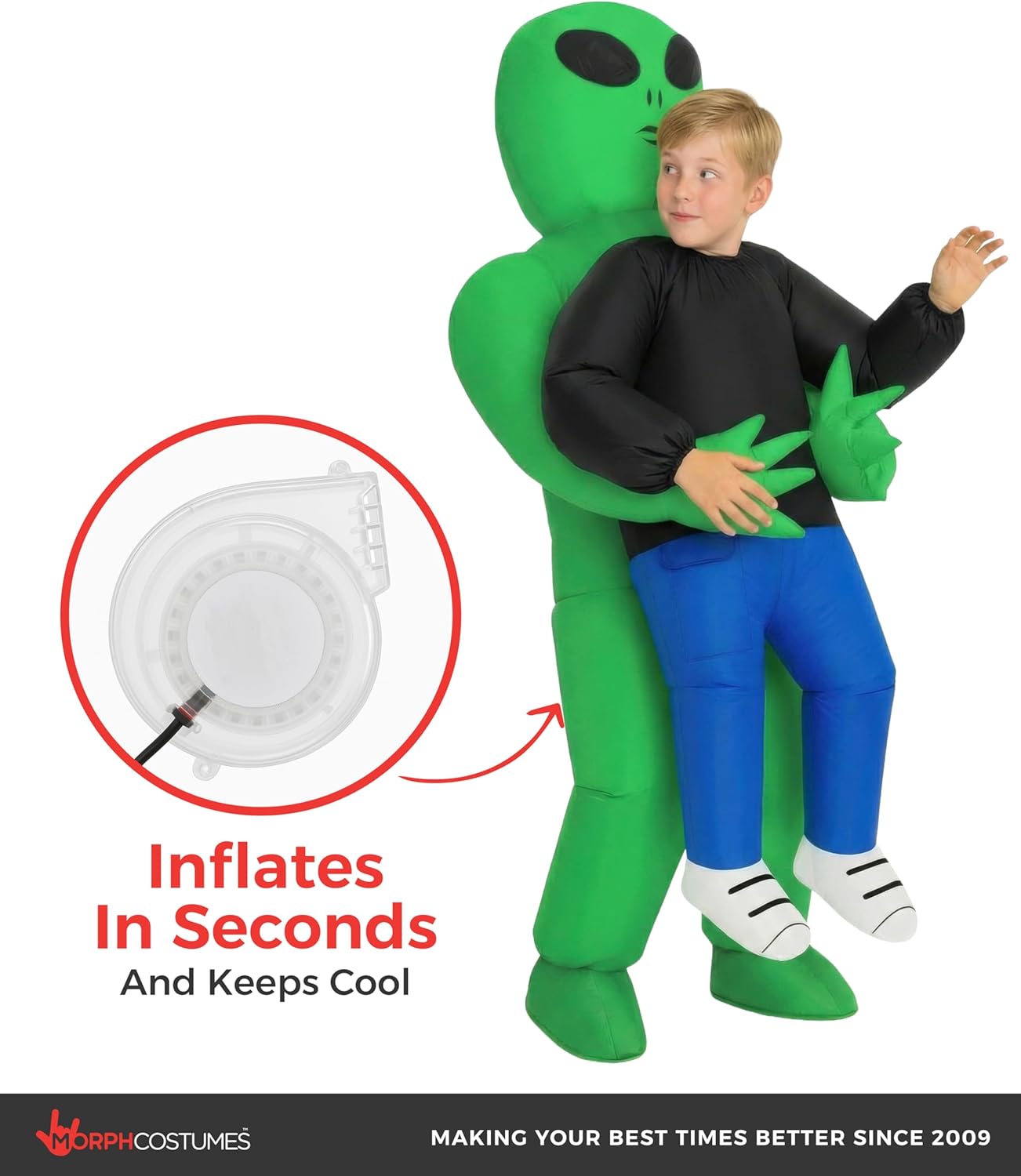 Morph Kids Alien Costume, Inflatable Alien Costume Kids, Aliens Blow Up Costumes Kid, Boys Inflatable Costumes