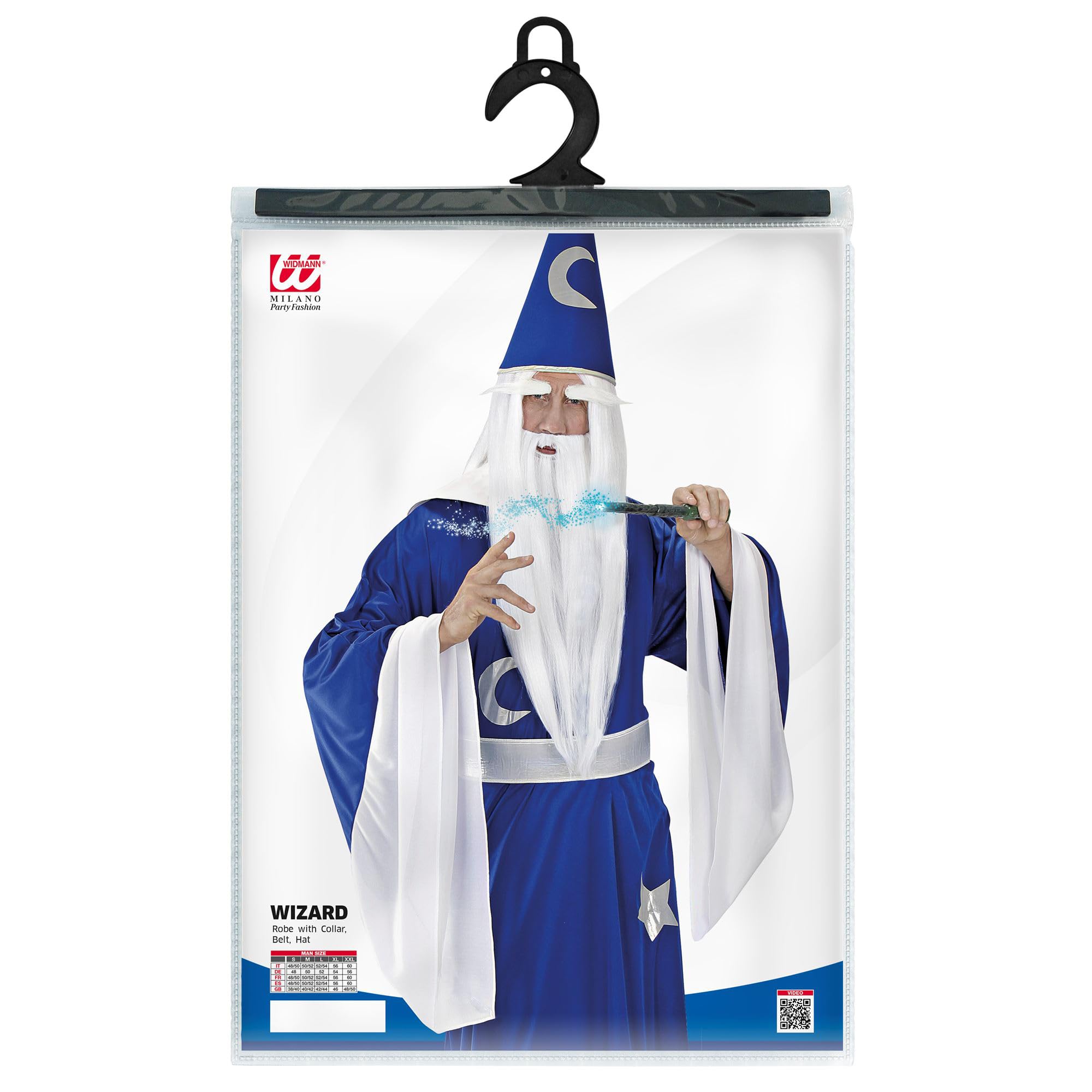 W WIDMANN MILANO Party Fashion - Costume de magicien pour homme | Tunique avec col, ceinture, chapeau, déguisement de magicien pour les soirées à thème contes de fées et fantasy