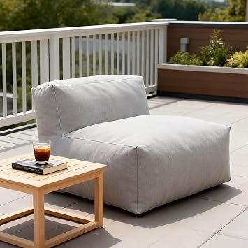 Outdoor Bean Bag Chair, Foam Filled Modular Patio Sofa Middle Seat