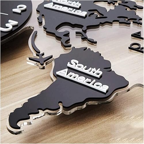 Miniatura 6 de Reloj de pared con mapa del mundo, reloj de pared para sala de estar, dormitorio, sofá, fondo, decoración del hogar, reloj de pared 3D silencioso
