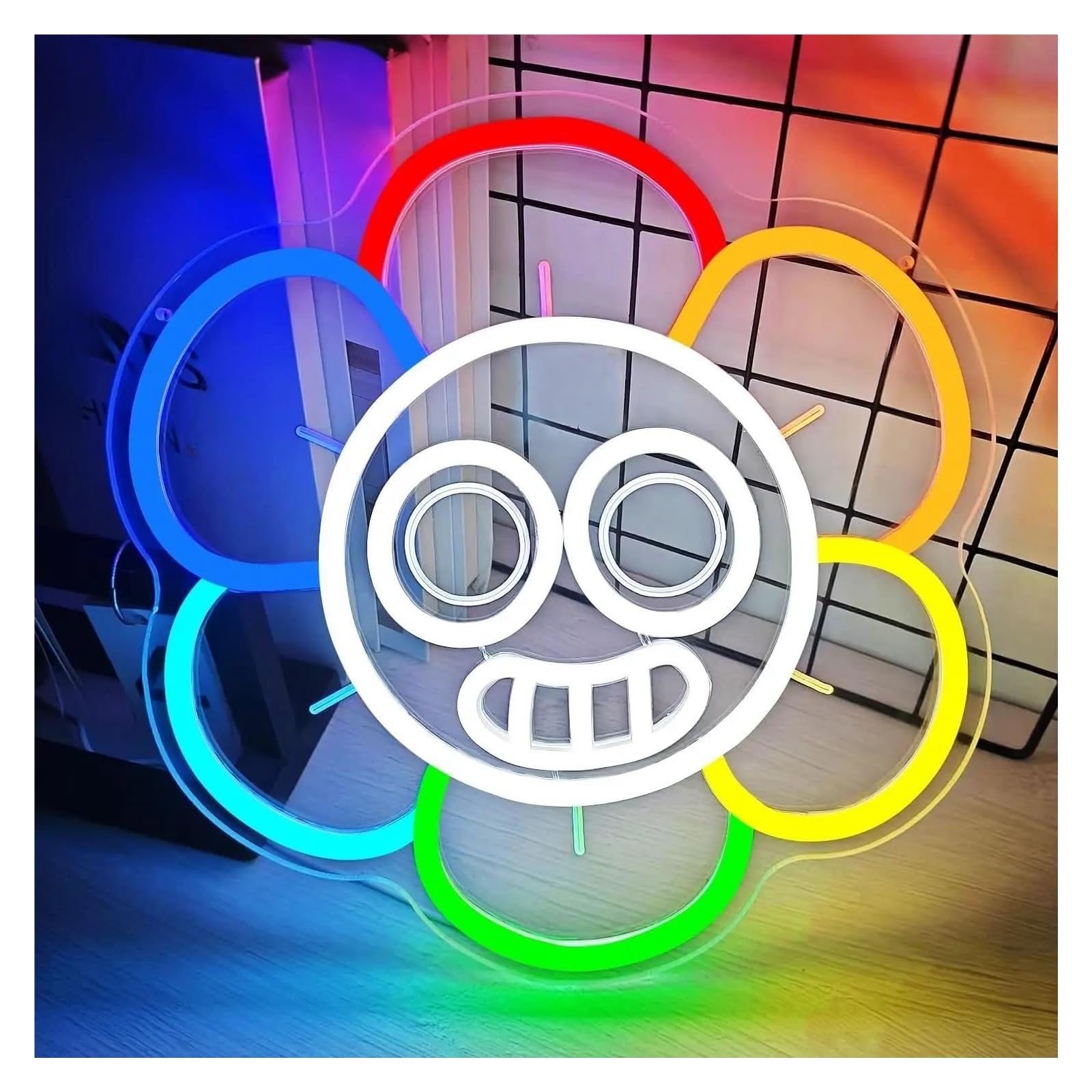 Insegna al Neon Insegna Al Neon Con Sorriso Dei Cartoni Animati, Luce Al Neon Per Decorazioni Da Parete Per Fan Dei Giochi Horror, Camera Da Letto Carina 31x31.5cm