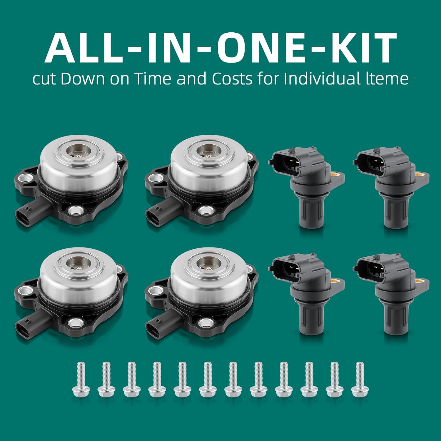 AUTOKAY 4 Set PC Camshaft Position Sensor and Adjuster Magnet Solenoid Kit Fit for Mercedes-Benz C CLK CLS E G GL GLK ML R S SL SLK 2005-2015 RE#2720510077 2720510177 0009050443 0041530728