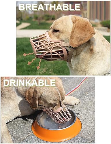 Miniatura 4 de Hocico de la suerte para perros pequeños, medianos y grandes para dejar de ladrar, morir y masticar (tamaño 1, hocico, 7 pulgadas, pomeranian, Beige)